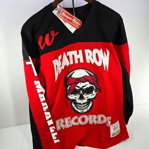 Headgear Classics Tupac Shakur Death Row Hockey Jersey Red Black Size Medium